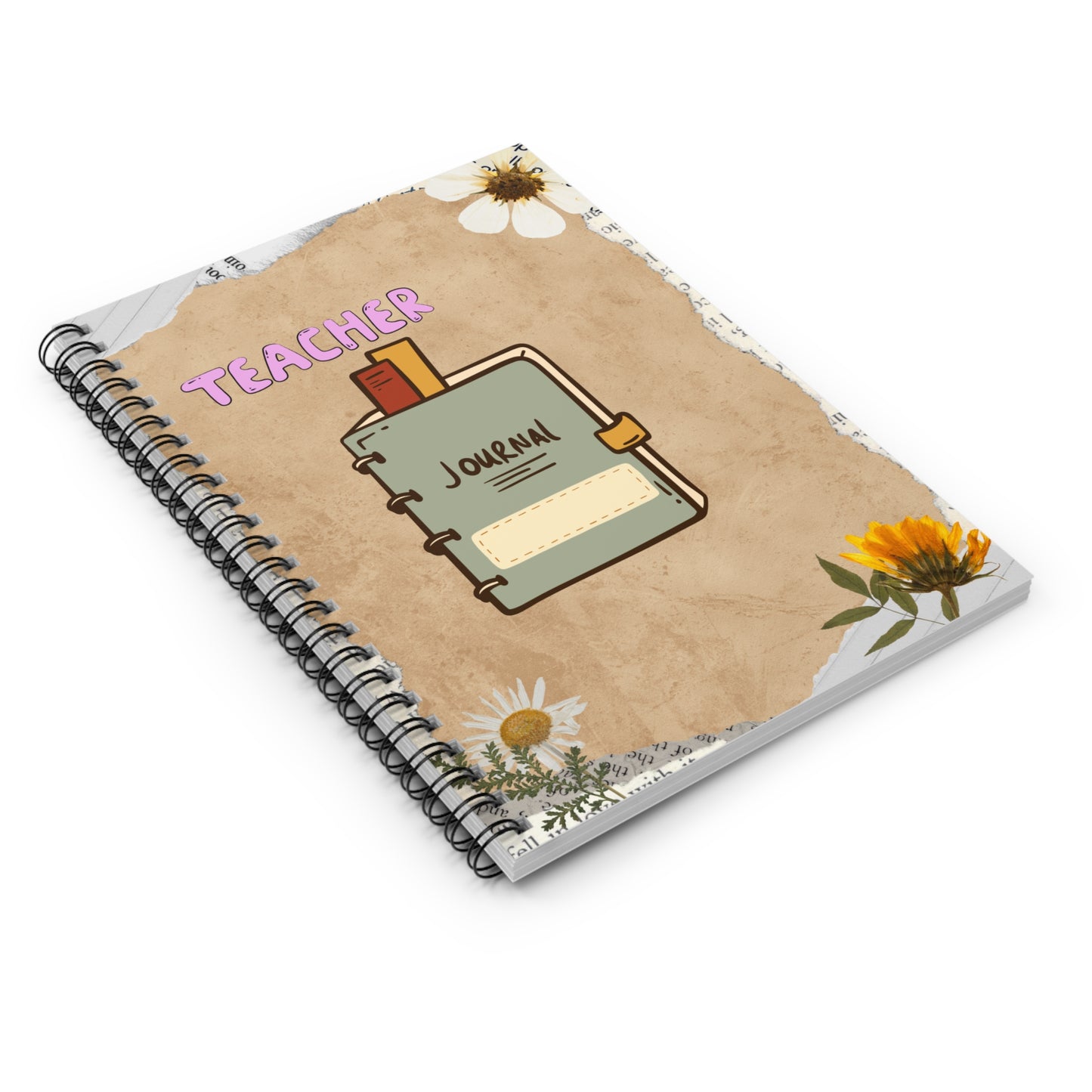 Teacher's Spiral Notebook - Floral Design, Journal for Educators, Stationery Gift, Back to School, Teacher Appreciation