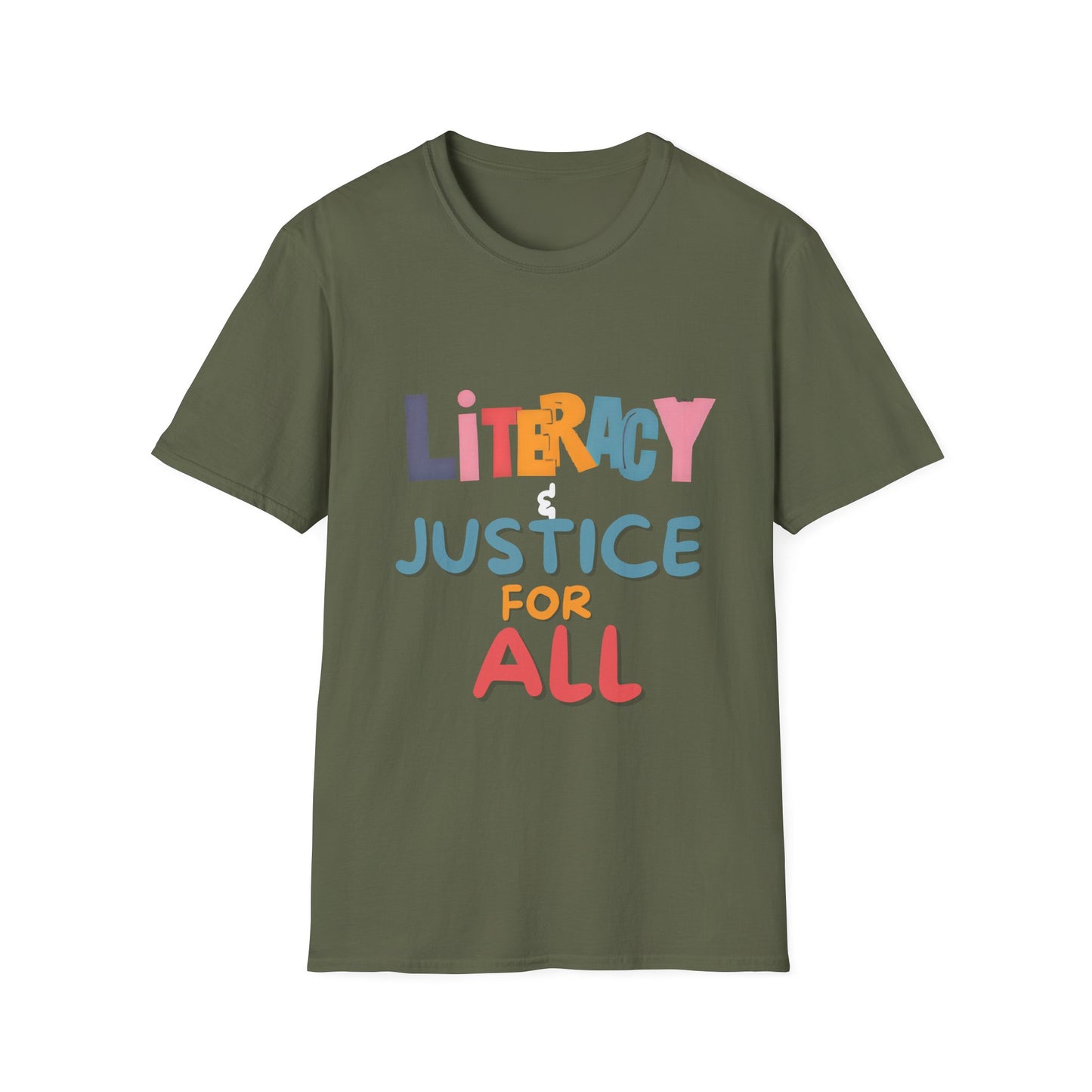 Literacy & Justice for All T-Shirt, Unisex Tee, Social Justice Shirt, Inclusive Apparel, Educational Awareness Wear, Gift for Activists