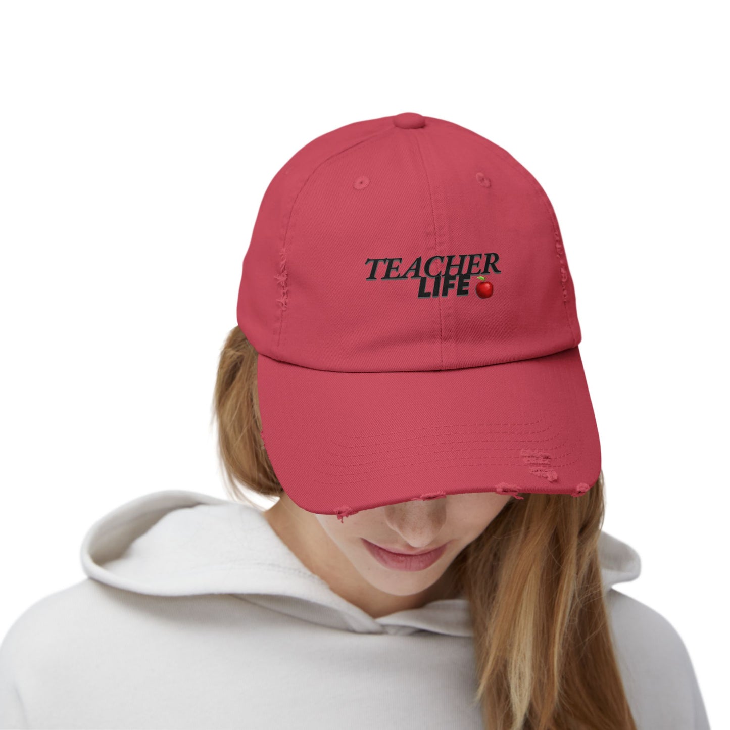 Distressed Cap for Teachers - Casual Everyday Hat, Gift for Educators, Teacher Life, Stylish Headwear for School Events