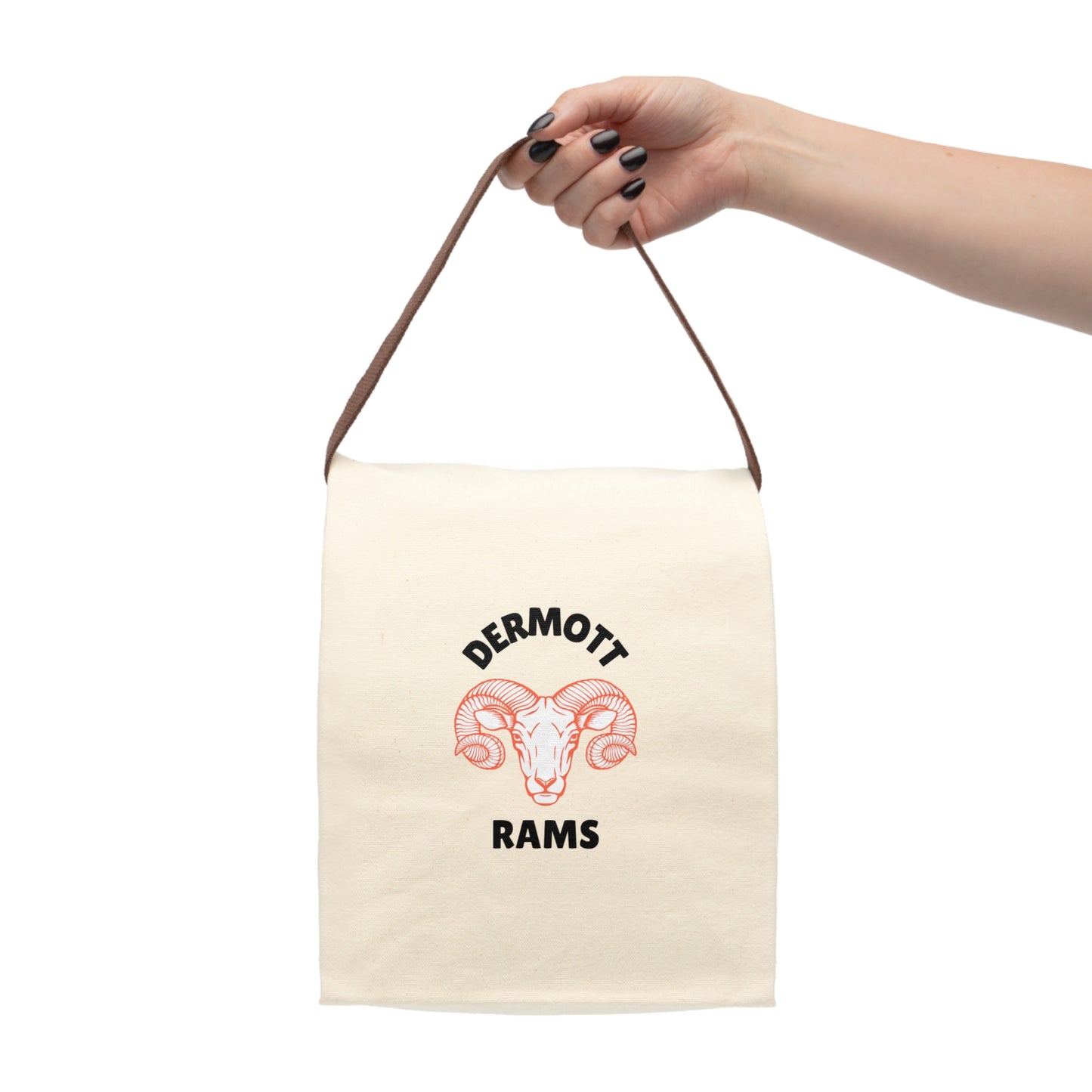 Dermott Rams Stylish Canvas Lunch Bag for Students | Eco-Friendly Lunch Tote, School, Picnic, Everyday Use, Personalized Gift
