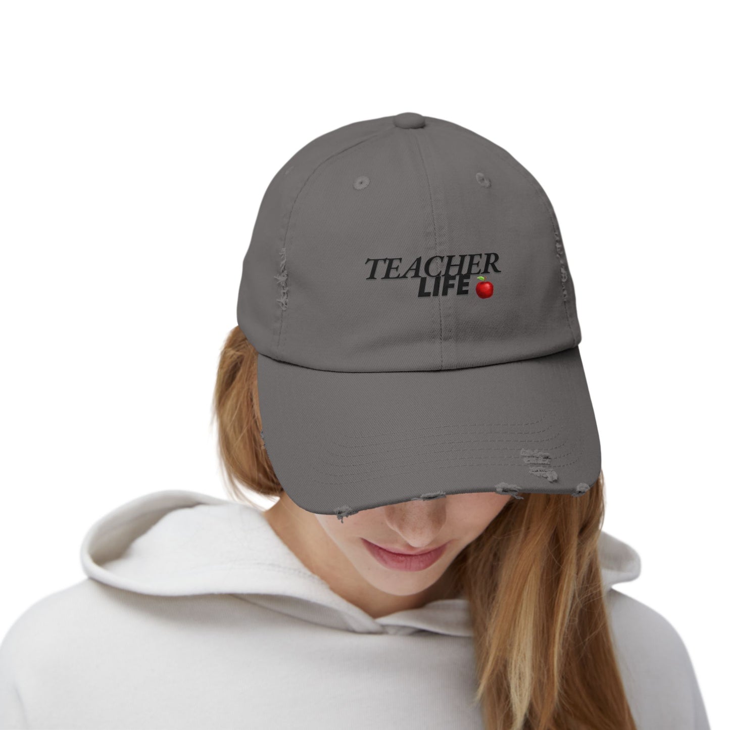 Distressed Cap for Teachers - Casual Everyday Hat, Gift for Educators, Teacher Life, Stylish Headwear for School Events