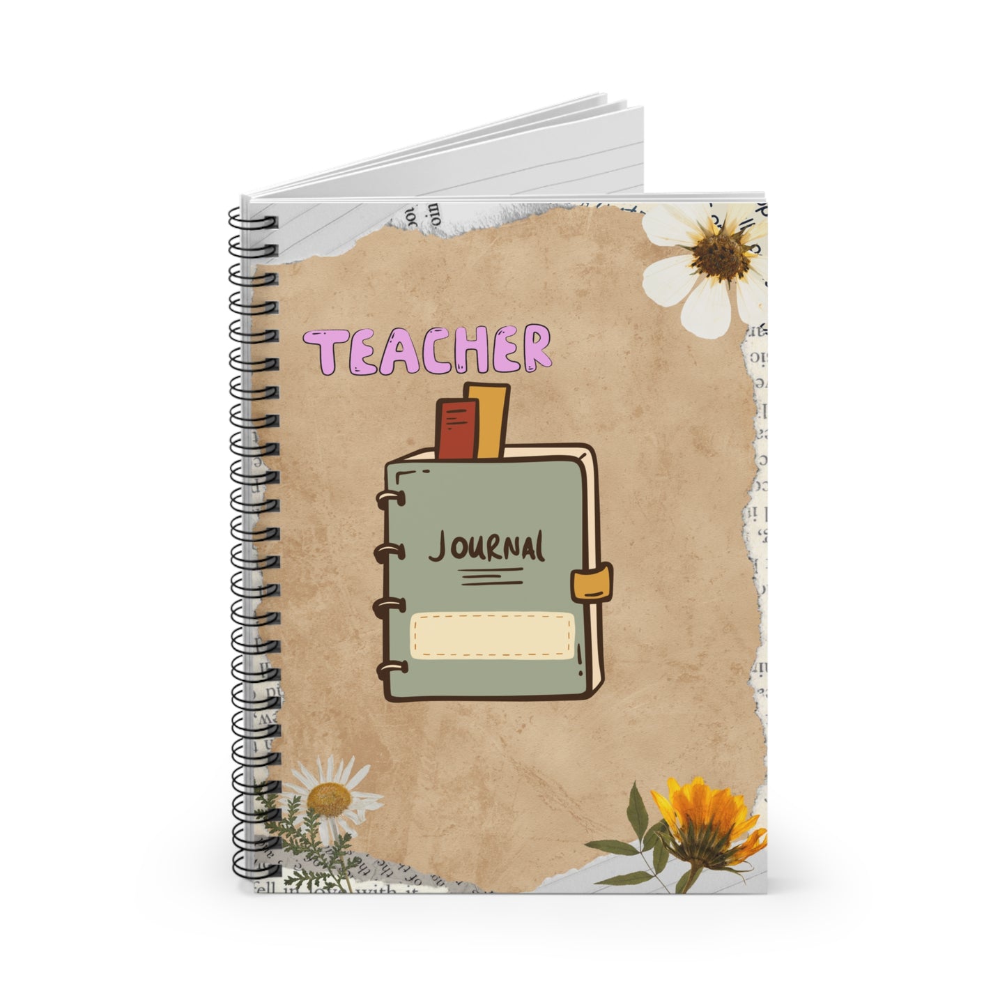 Teacher's Spiral Notebook - Floral Design, Journal for Educators, Stationery Gift, Back to School, Teacher Appreciation