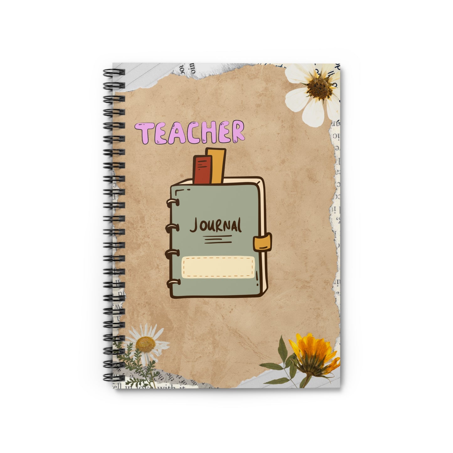 Teacher's Spiral Notebook - Floral Design, Journal for Educators, Stationery Gift, Back to School, Teacher Appreciation