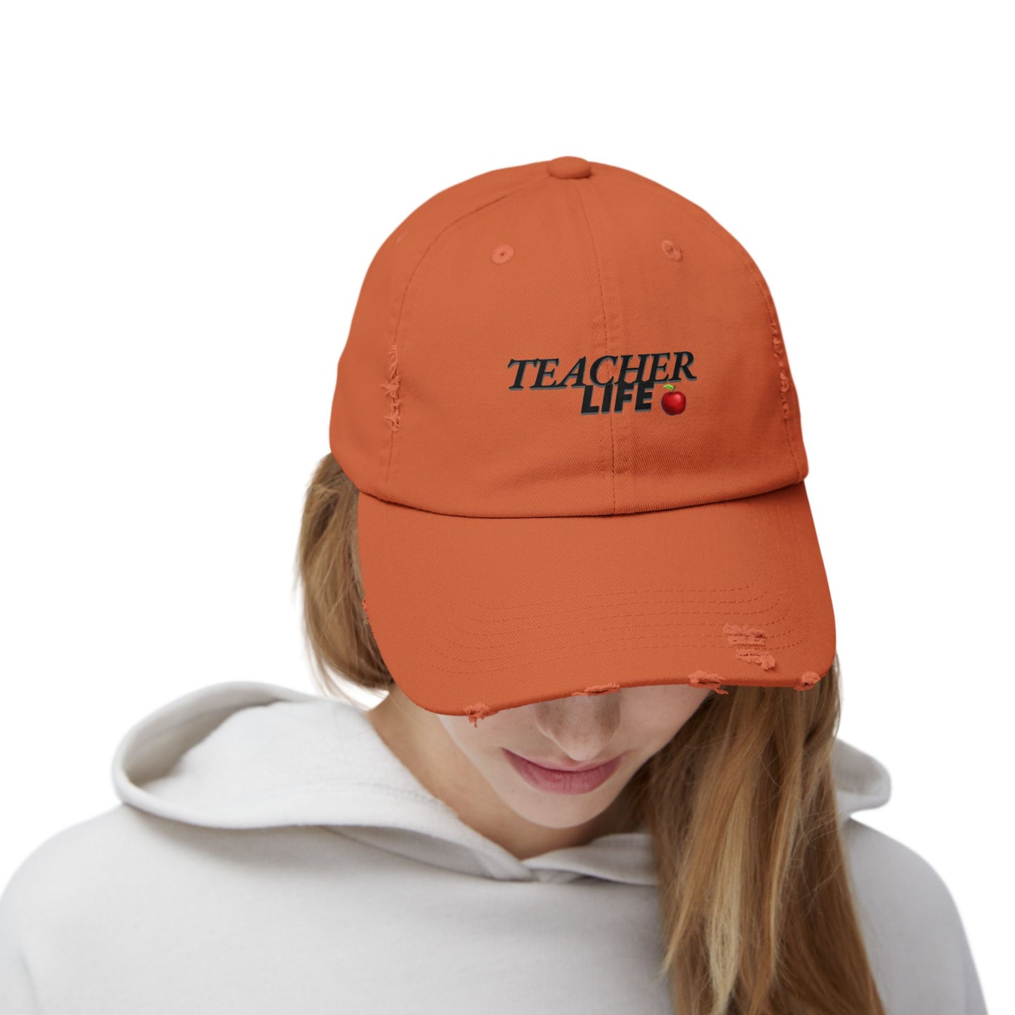 Distressed Cap for Teachers - Casual Everyday Hat, Gift for Educators, Teacher Life, Stylish Headwear for School Events