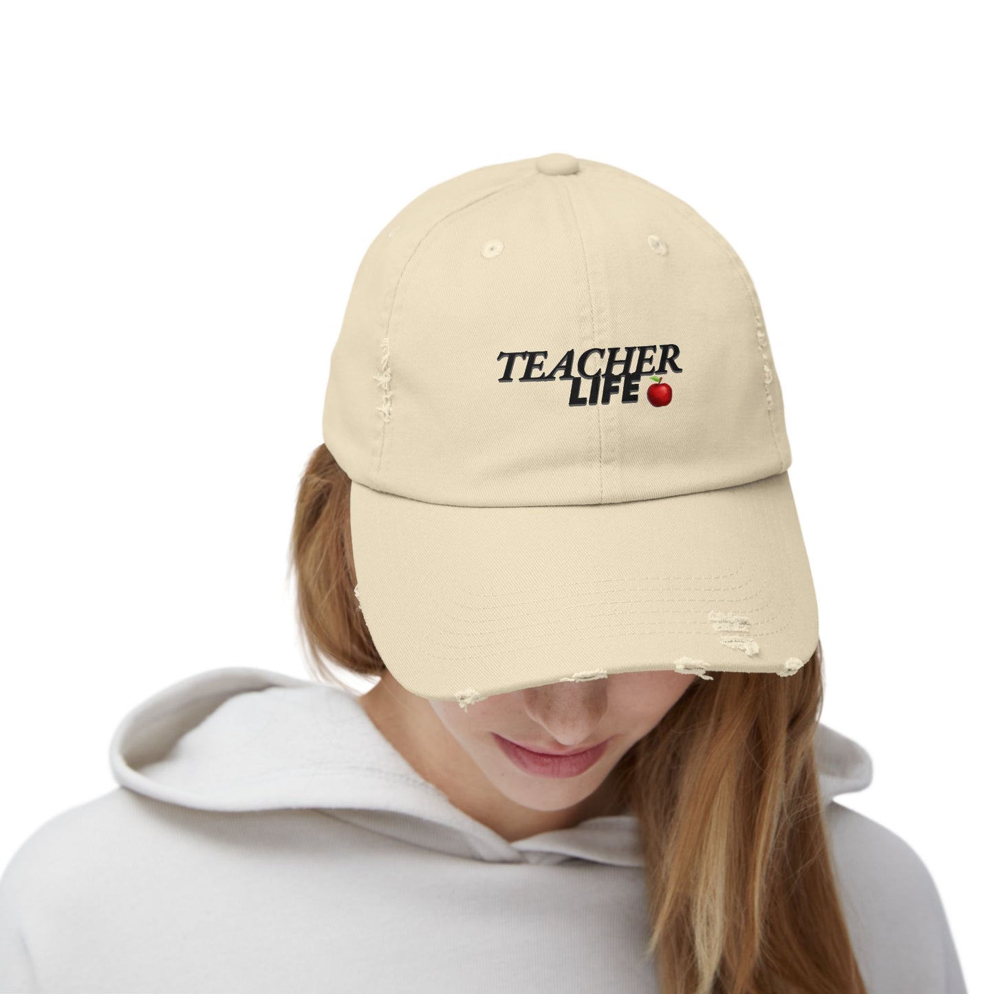 Distressed Cap for Teachers - Casual Everyday Hat, Gift for Educators, Teacher Life, Stylish Headwear for School Events