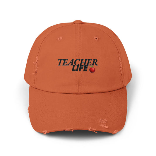 Distressed Cap for Teachers - Casual Everyday Hat, Gift for Educators, Teacher Life, Stylish Headwear for School Events