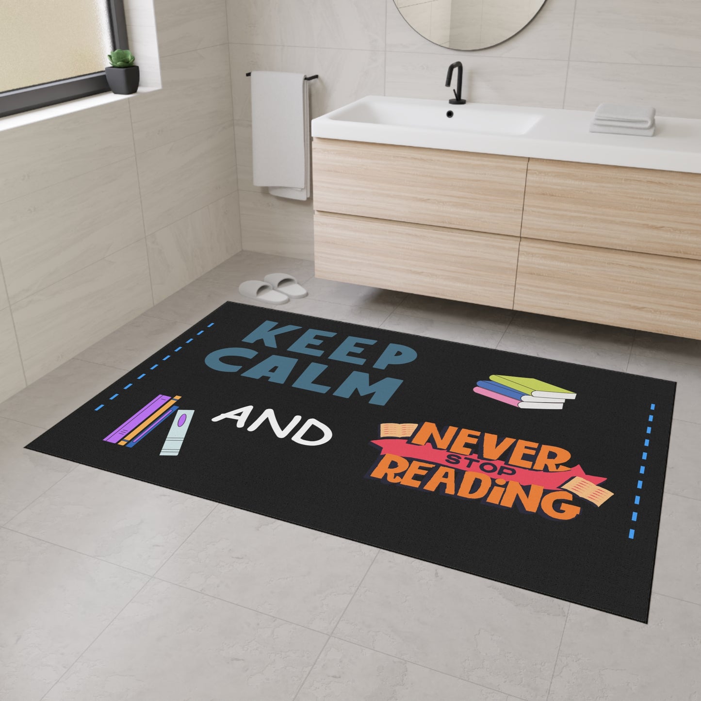 Reading Enthusiast Floor Mat - Perfect for Home Library, Cozy Reading Nook, Gift for Book Lovers, Keep Calm Decor, Indoor Welcome Mat