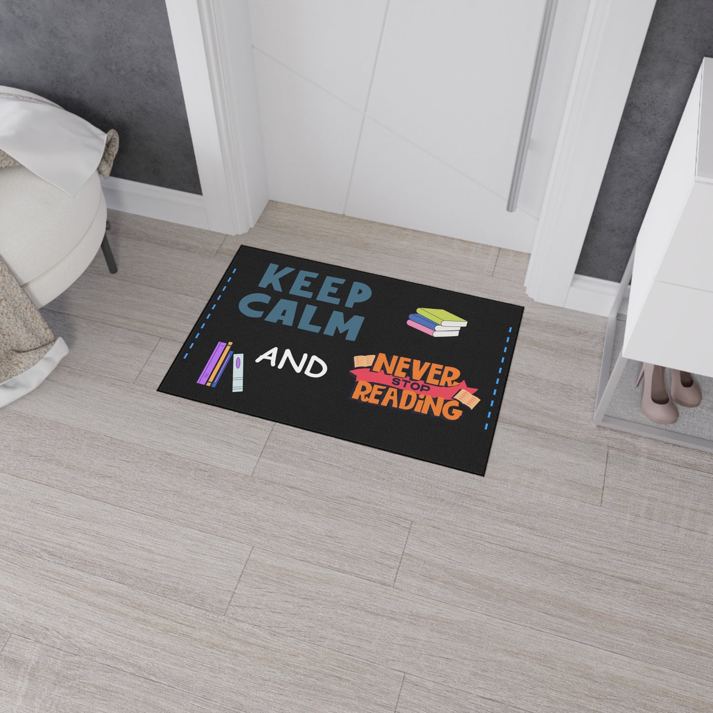 Reading Enthusiast Floor Mat - Perfect for Home Library, Cozy Reading Nook, Gift for Book Lovers, Keep Calm Decor, Indoor Welcome Mat