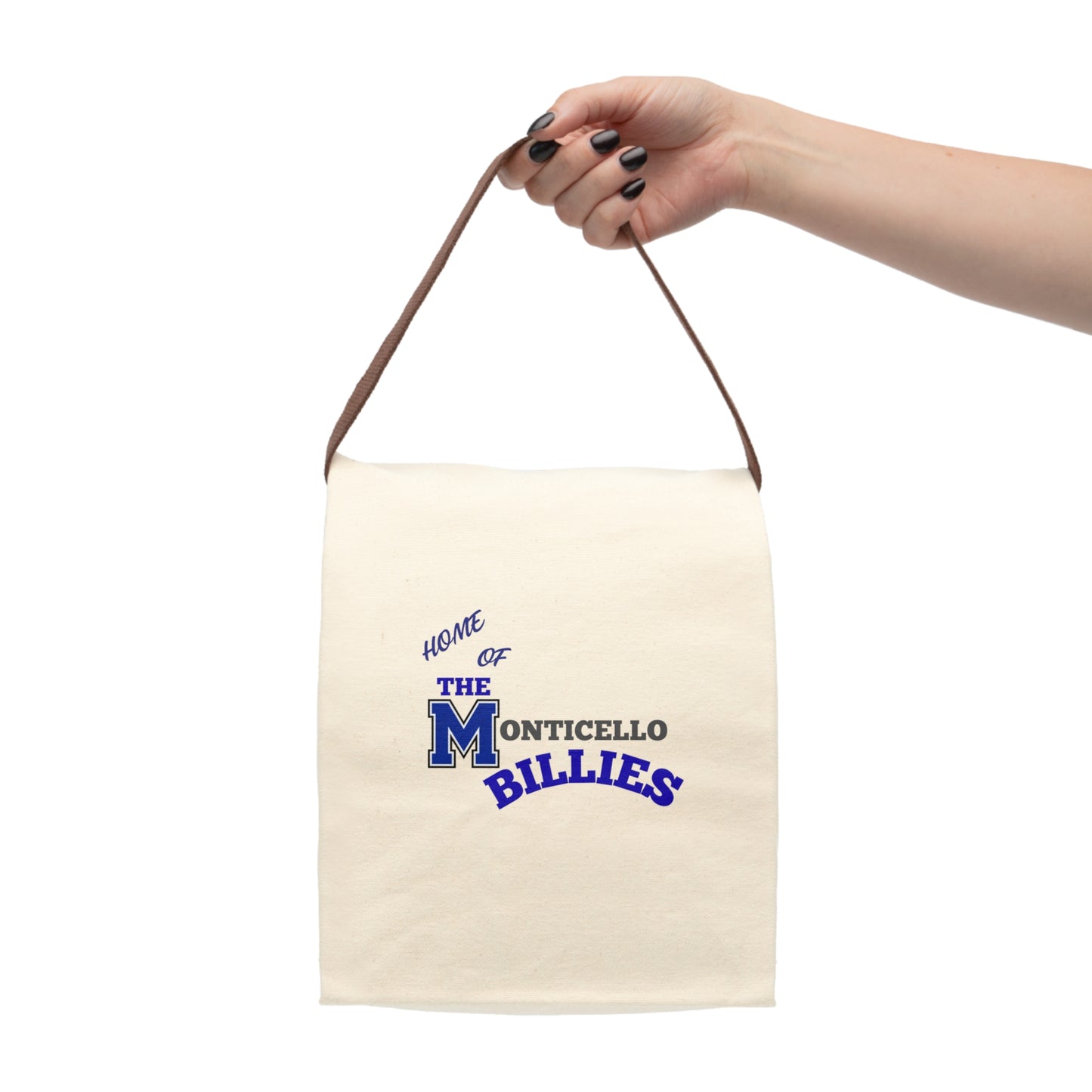 Monticello Billies Canvas Lunch Bag with Strap | Eco-Friendly Tote for School, Work, Picnics, Gifts, Home