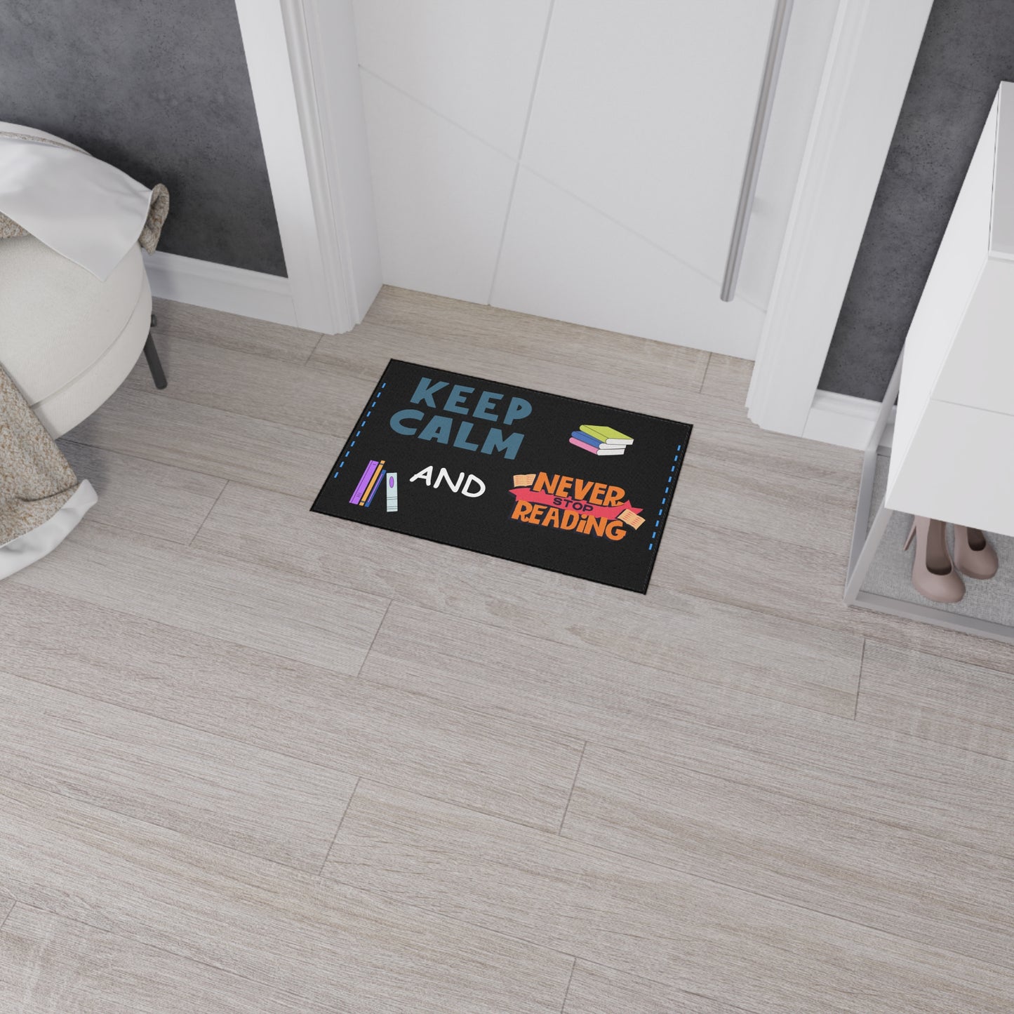 Reading Enthusiast Floor Mat - Perfect for Home Library, Cozy Reading Nook, Gift for Book Lovers, Keep Calm Decor, Indoor Welcome Mat
