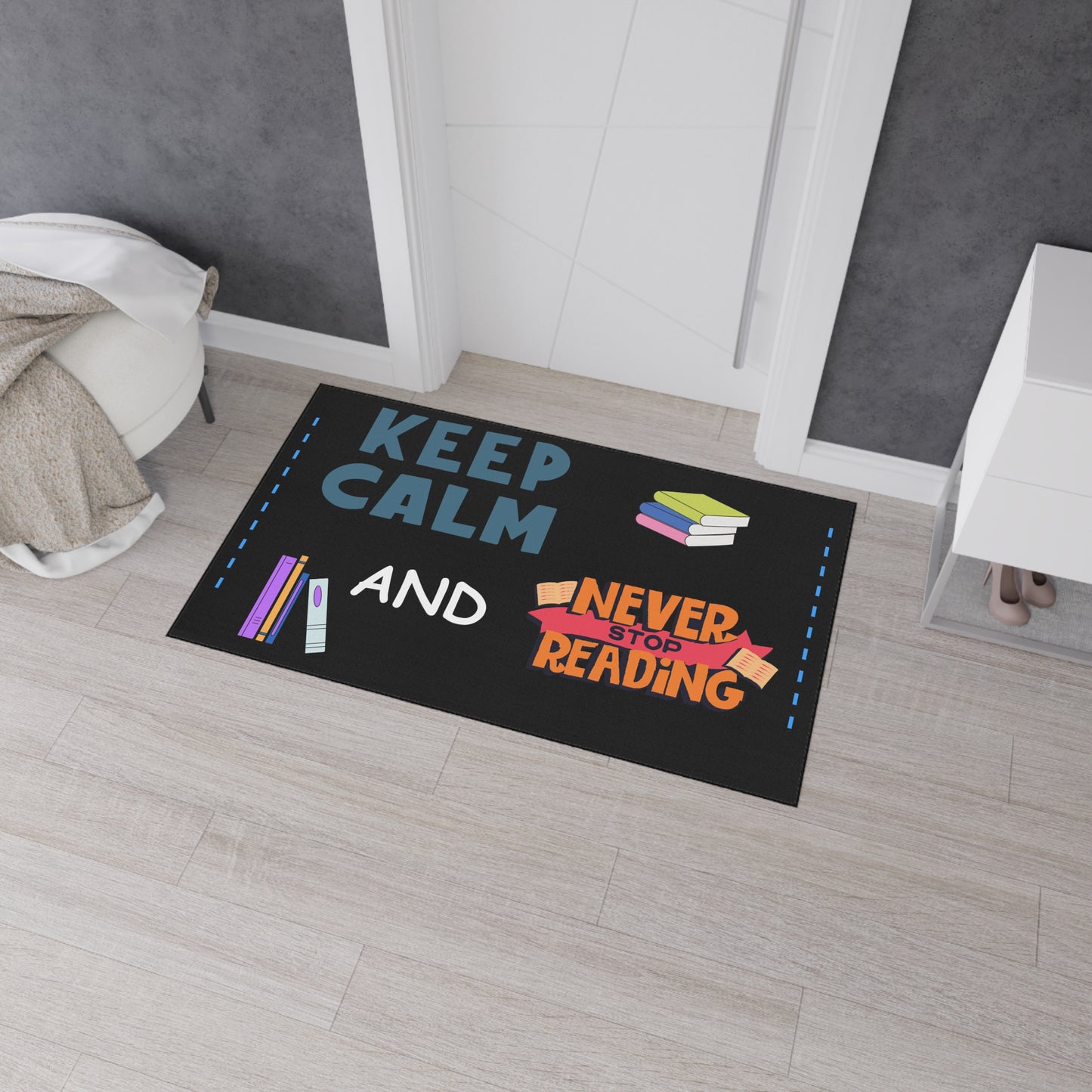 Reading Enthusiast Floor Mat - Perfect for Home Library, Cozy Reading Nook, Gift for Book Lovers, Keep Calm Decor, Indoor Welcome Mat