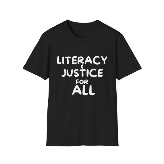 Literacy Justice Softstyle T-Shirt, Educational Advocacy Shirt, Unisex Tee, Social Justice Apparel, Gift for Activists
