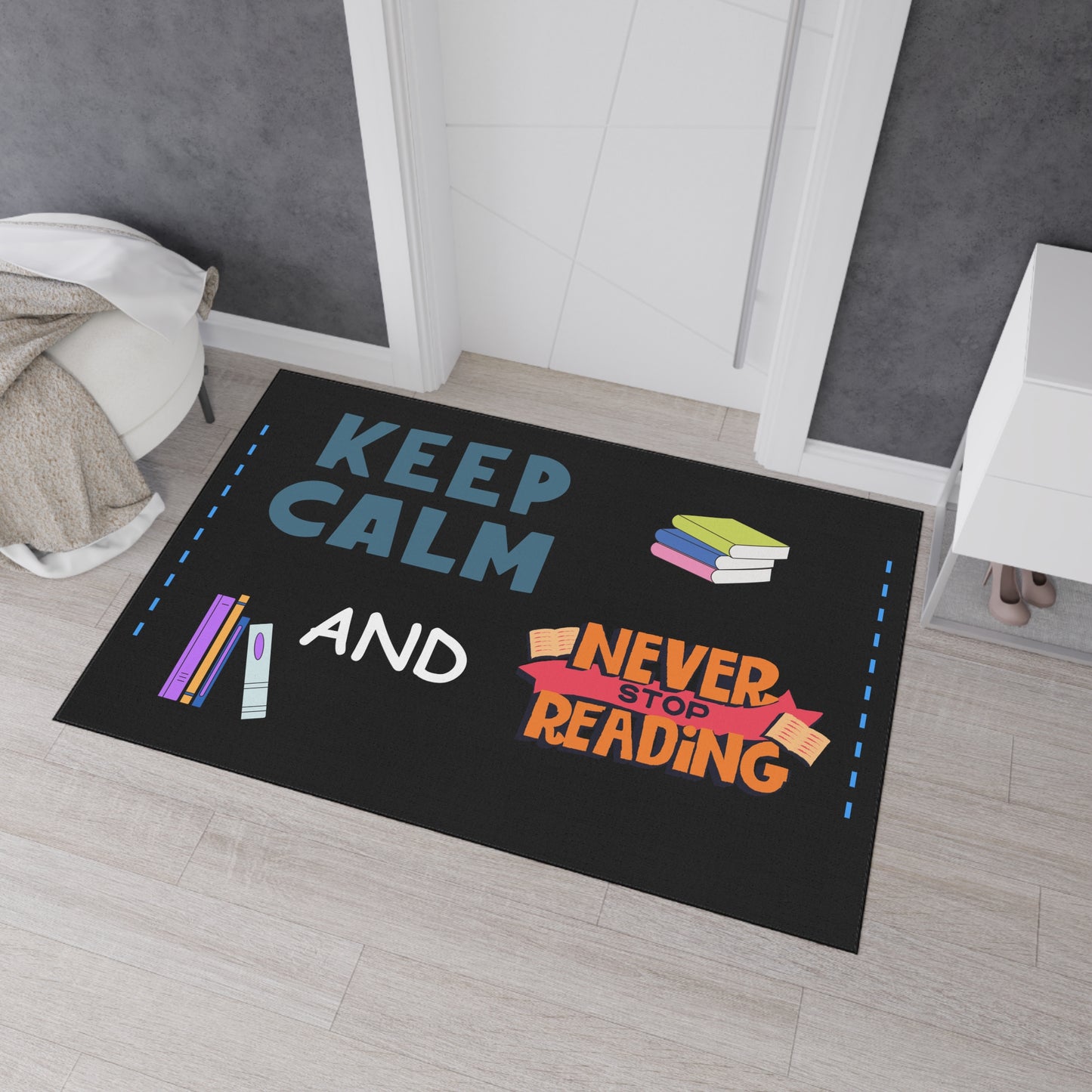 Reading Enthusiast Floor Mat - Perfect for Home Library, Cozy Reading Nook, Gift for Book Lovers, Keep Calm Decor, Indoor Welcome Mat